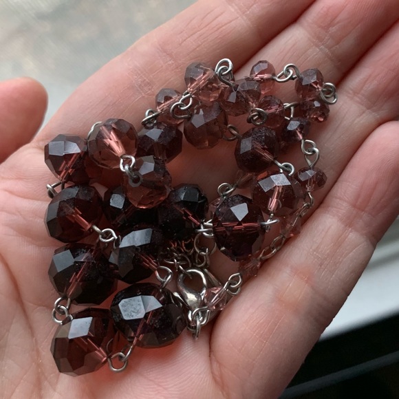 Faceted Amethyst Glass Cookie Lee Necklace - Picture 2 of 8